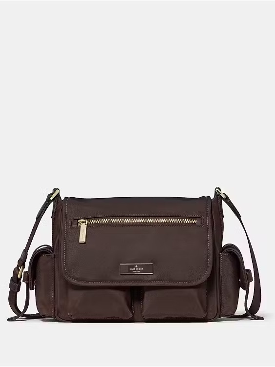 Kate Spade Carter Nylon Messenger Cargo Crossbody Bag, Hot Fudge Brown New Nwt